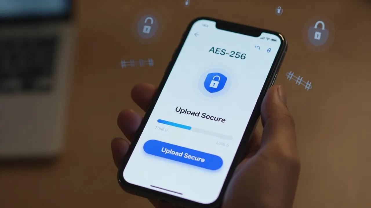 Smartphone exibindo interface simples de aplicativo de armazenamento seguro